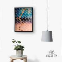 Thumbnail for Emerald & Copper Cubes Canvas Painting