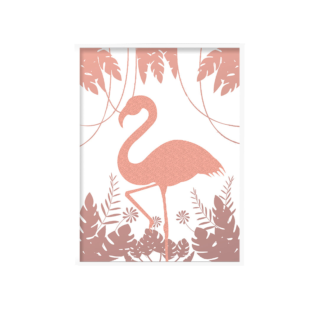 Flamingo & Leaves Handmade Canvas Painting