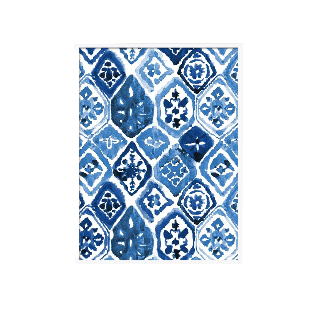 Navy Arabesque Tiles Canvas Painting