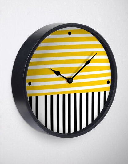 Yellow & Black Stripes Wall Clock