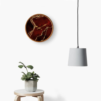 Burgundy Abstract Wall Clock