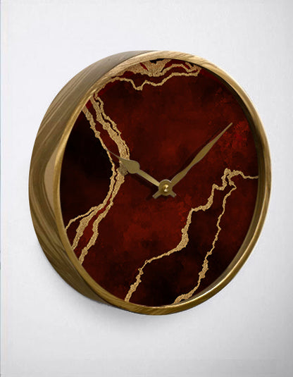 Burgundy Abstract Wall Clock