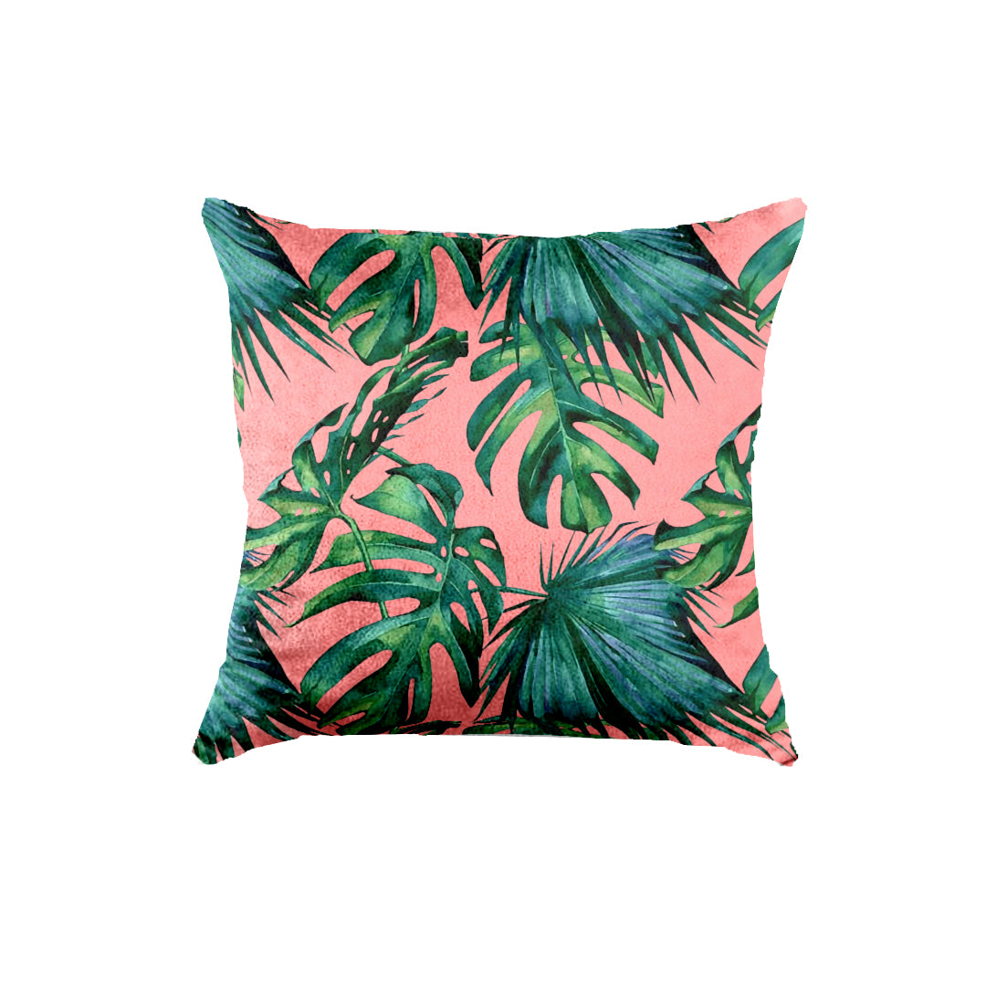 SuperSoft Pink Tropical Leaves Throw Pillow